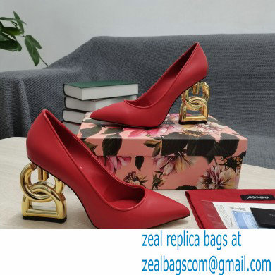 Dolce  &  Gabbana Heel 10.5cm Leather Pumps Red with DG Pop Heel 2021